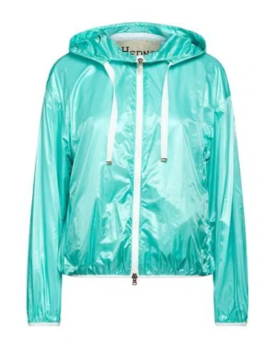 Herno Woman Jacket Turquoise Size 6 Polyamide In Blue
