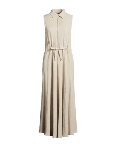 Herno Woman Maxi Dress Grey Size 8 Viscose, Linen In Gray