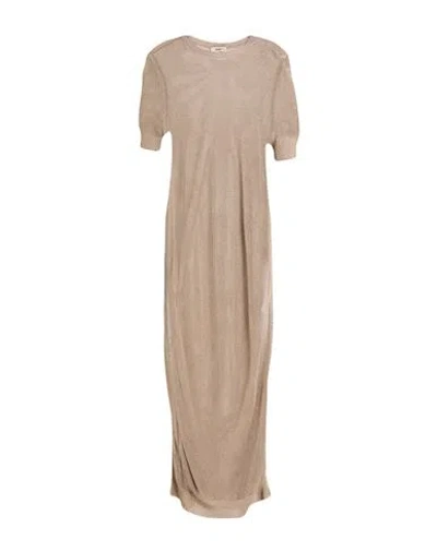 Herno Woman Maxi Dress Taupe Size 4 Viscose, Metallic Fiber In Gray