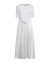 Herno Long White Dress With Branded Drawstring In Cotton Blend Woman
