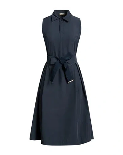 Herno Woman Midi Dress Midnight Blue Size 10 Polyester, Elastane In Neutral