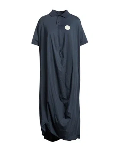 Herno Woman Midi Dress Navy Size L Cotton In Blue