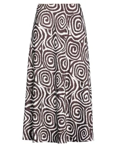 Herno Woman Midi Skirt Dark Brown Size 6 Polyester, Cotton