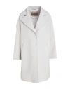 Herno White Long Lapel Pocketed Polyester Coat In White