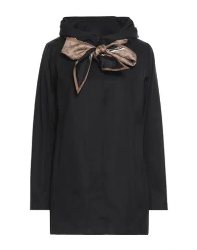 Herno Woman Overcoat & Trench Coat Black Size 10 Cotton, Silk