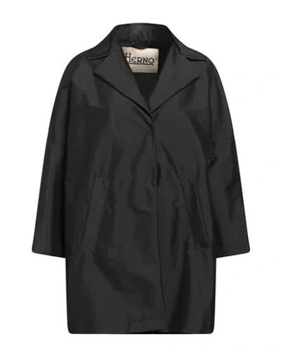 Herno Woman Overcoat & Trench Coat Black Size 8 Polyester, Polyamide, Elastane