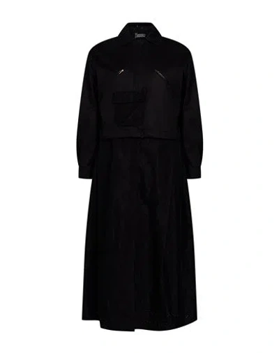 Herno Woman Overcoat & Trench Coat Black Size 4 Cotton In Animal Print