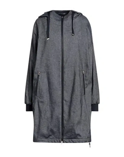 Herno Woman Overcoat & Trench Coat Blue Size 12 Cotton, Linen, Elastane