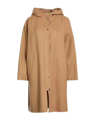 Herno Woman Overcoat & Trench Coat Camel Size 12 Virgin Wool, Polyester In Brown