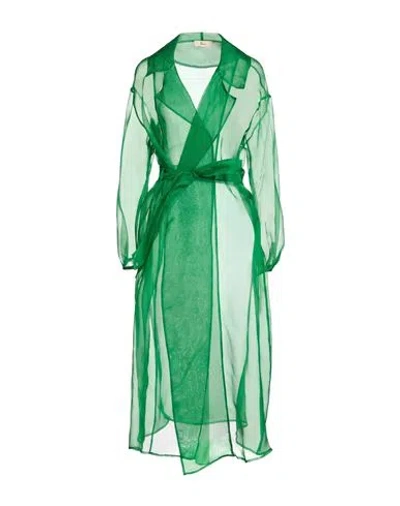 Herno Woman Overcoat & Trench Coat Green Size 10 Silk
