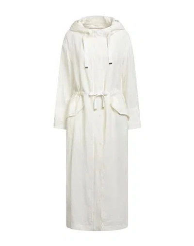 Herno Woman Overcoat & Trench Coat Ivory Size 4 Linen, Cotton, Acetate In White