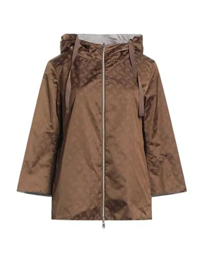 Herno Woman Jacket Khaki Size 6 Polyamide, Polyester, Cotton, Acetate In Beige