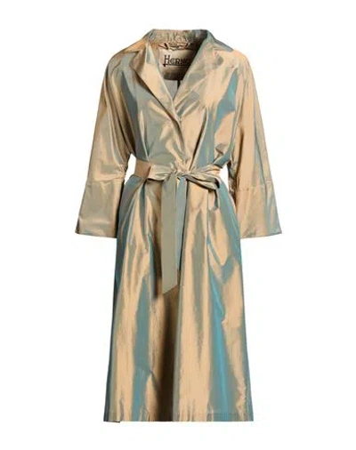 Herno Woman Overcoat & Trench Coat Khaki Size 6 Polyester, Silk In Multi