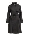 Herno Woman Overcoat & Trench Coat Midnight Blue Size 8 Cotton In Black