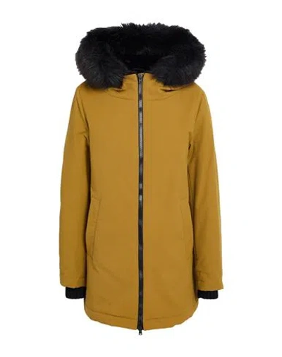Herno Woman Overcoat & Trench Coat Mustard Size 6 Polyester, Modacrylic, Acrylic, Wool In Yellow
