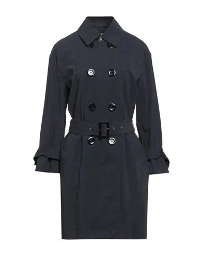 Herno Woman Overcoat & Trench Coat Navy Size 12 Cotton, Polyurethane