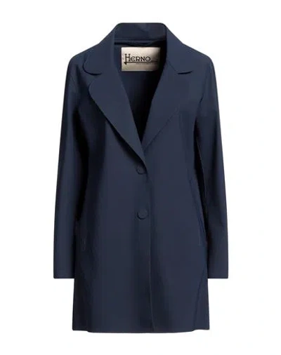 Herno Woman Overcoat & Trench Coat Navy Size 6 Polyamide, Elastane In Navy Blue