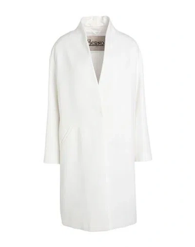 HERNO HERNO WOMAN OVERCOAT & TRENCH COAT OFF WHITE SIZE 10 COTTON