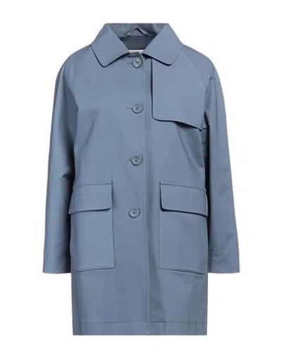 Herno Woman Overcoat & Trench Coat Slate Blue Size 6 Cotton, Elastane