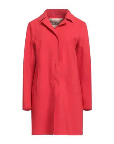 Herno Woman Overcoat & Trench Coat Tomato Red Size 10 Polyamide, Elastane