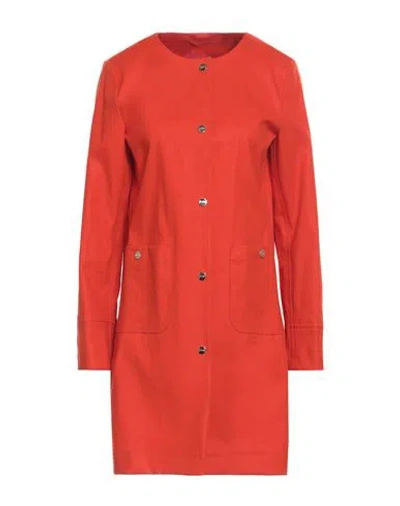 Herno Woman Overcoat & Trench Coat Tomato Red Size 6 Cotton, Polyurethane