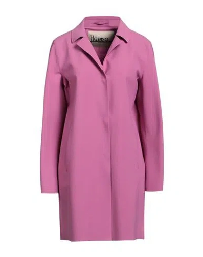 Herno Woman Overcoat Magenta Size 10 Polyamide, Elastane In Purple