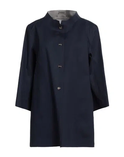 Herno Woman Overcoat & Trench Coat Navy Blue Size 12 Cotton, Elastane