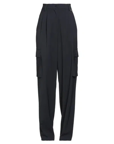 Herno Woman Pants Midnight Blue Size 4 Polyester, Virgin Wool, Elastane, Cotton In Black