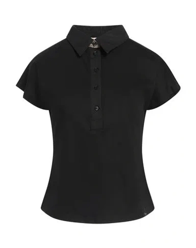 Herno Woman Polo Shirt Black Size 10 Cotton