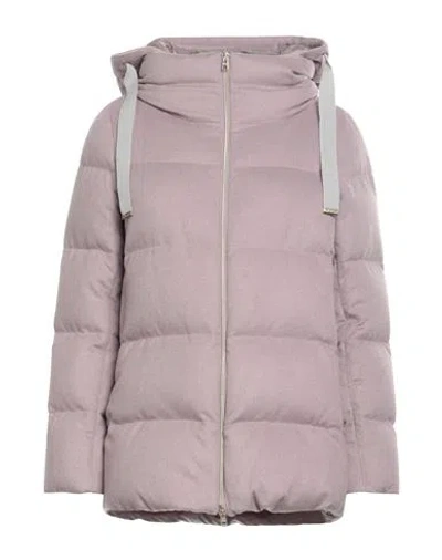 Herno Woman Puffer Antique Rose Size 6 Silk, Cashmere In Purple