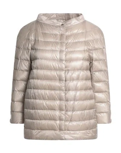 Herno Woman Puffer Beige Size 10 Polyamide, Polyester, Cotton In Silver
