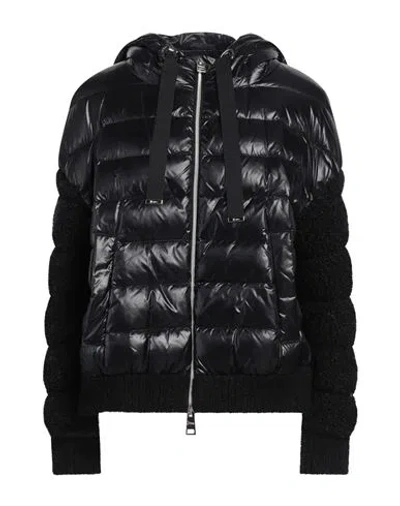 Herno Woman Puffer Black Size 10 Polyamide, Mohair Wool, Wool, Polyester, Cotton