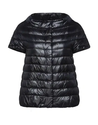 Herno Woman Puffer Black Size 6 Polyamide, Cotton, Acetate In Black