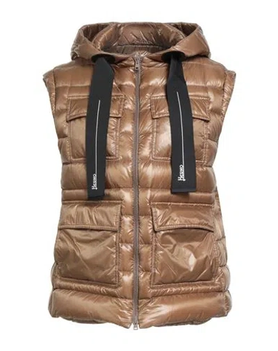 Herno Woman Puffer Camel Size 0 Polyamide, Polyester In Brown