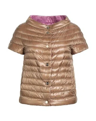 Herno Woman Puffer Camel Size 14 Polyamide In Brown