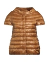 Herno Woman Puffer Camel Size 6 Polyamide, Cotton, Acetate In Beige