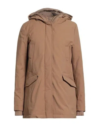 Herno Woman Puffer Camel Size 6 Polyester, Polyamide, Acrylic, Wool, Elastane In Brown