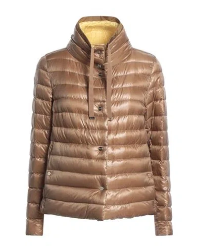 HERNO HERNO WOMAN PUFFER CAMEL SIZE 6 POLYAMIDE, POLYESTER, COTTON