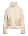 Herno Woman Puffer Cream Size 10 Polyester, Acrylic, Cotton, Viscose, Polyurethane In Neutral