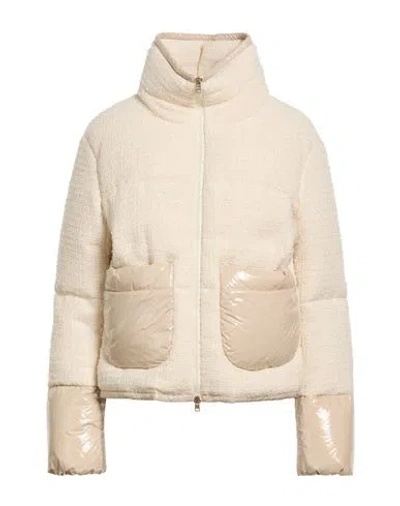 Herno Woman Puffer Cream Size 10 Polyester, Acrylic, Cotton, Viscose, Polyurethane In Neutral