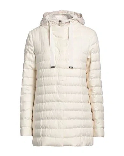 Herno Woman Puffer Cream Size 6 Silk, Cashmere, Polyester In White