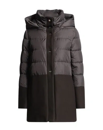 Herno Woman Puffer Dark Brown Size 2 Polyamide, Virgin Wool In Brown