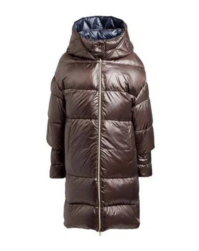 Herno Woman Puffer Dark Brown Size 8 Polyamide