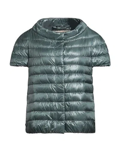 Herno Woman Puffer Deep Teal Size 6 Polyamide, Cotton, Acetate In Green