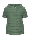 Herno Woman Puffer Green Size 6 Silk, Cashmere In Green