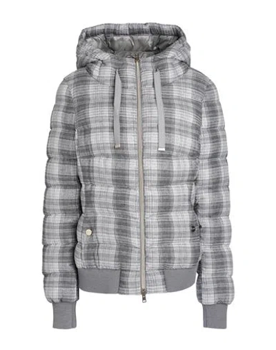 Herno Woman Puffer Grey Size 6 Viscose, Wool, Polyamide, Polyester In Gray
