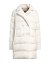 Herno Woman Puffer Ivory Size 10 Silk, Cashmere In White