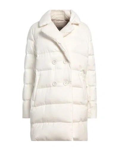 Herno Woman Puffer Ivory Size 10 Silk, Cashmere In White