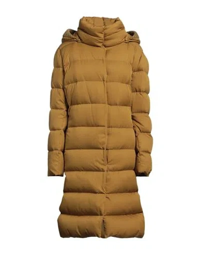 Herno Woman Puffer Khaki Size 16 Polyester, Wool In Beige