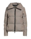 Herno Woman Puffer Khaki Size 6 Polyester, Cotton In Brown